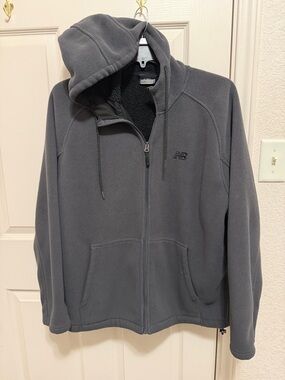 New Balance Charcoal Gray Hooded Zip-Up Fleece Jacket